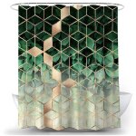 Rideau de douche marbre vert g�om�trique 120 x 180 cm rideau douche tissu polyester anti moisissure imperm�abl ...