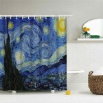 Rideau de douche nuit �toil�e van gogh 71x72 pouces tissu long avec crochets d�coratif salle de bain ...