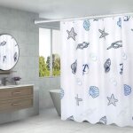 Rideau de douche peva imperm�able et anti - moisissure avec 12 crochets, motif �toile de mer 180x180cm ...