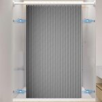 Rideau de douche pliable en lin 150 x 200 cm, magn�tique et �tanche, avec crochets m�talliques, id�al ...