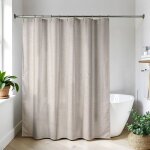 Rideau de douche en polyester facon lin 180x200cm - taupe tendance