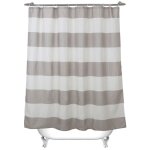 Rideau de douche rayures taupe avec 12 crochets, beige rideau en tissu r�sistant � la moisissure imperm�able ...