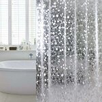 Rideau de douche de salle de bain, galet 3d transparent, lavable  l'eau, sans moisissure, avec 12 o?illets ...