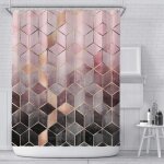 Rideau de douche tissu 180x180 cm en marbre rose, grille moderne g�om�trique ombre rideaux de douche ...