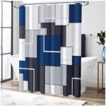 Rideau de douche en tissu bleu marine ? ensemble de rideaux de douche g�om�triques r�sistants � l'eau, ...