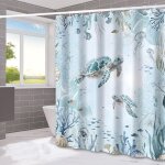 Rideau de douche tortue de mer bleu ocan algues rideau de bain tissu polyester anti - moisissure impermable ...