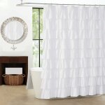 Rideau de douche  volants blanc - salle de bain en tissu de ferme 72x72 pouces texture mode
