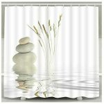 Rideau de douche zen stone wild grass reflet in water rideaux de douche 12 crochets, meditation design ...