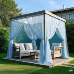 Rideaux d'ext�rieur, imperm�ables, transparents, filtrant la lumi�re, pour tonnelles, abris de jardin, ...
