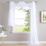Rideaux de fenêtre extra longs et transparents blancs de 548 cm, en voile doux texturé, pour lit à baldaquin, ... Rideaux de fenêtre extra longs et transparents blancs de 548 cm, en voile doux texturé, pour lit à baldaquin, ...
