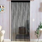 Rideau fils 100x200 cm, rideau franges, rideau de porte fen�tre, rideau 200 cm hauteur, noir