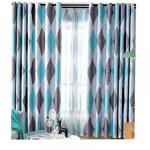 Rideaux g�om�triques, motif losanges noirs et blancs, paire de 71 x 213 cm, gris clair et noir