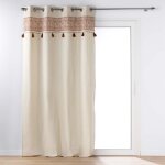 Rideau � ?illets 140 x 240 cm ? polycoton uni isalina avec pompons terracotta