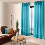 Rideau � ?illets uni  basic  140x240cm turquoise