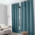 Rideau � ?illets en velours  lagarta  140x240cm bleu canard