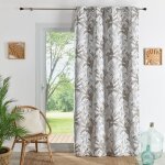Rideau jacquard motif jungle blanc 140x260 cm