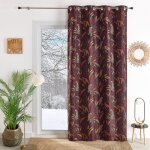 Rideau jacquard motif panthre bordeaux 140x260 cm
