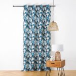 Rideau jacquard � oeillets motif min�ral bleu 145x240 cm