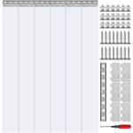 Rideau a laniere pvc, 97x213, 4 cm, rideau lamelles transparent, 6 bandes de porte plastique epaisseur ...