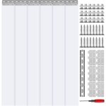 Rideau a laniere pvc, 97x213, 4 cm, rideau lamelles transparent, 6 bandes de porte plastique epaisseur ...