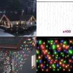 Rideau lumineux  glaons led 10m 400led multicolore 8fonctions - guirlande lumineuse noel - rideau lumineux ...