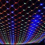 Rideau lumineux led color� en maille, 1. 5 x 1. 5 m, 204 led, 8 modes, �clairage d�coratif pour sapin ...