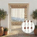 Rideau m�tallique avec perles transparentes et marron pour porte et fen�tre - tige pvc, filets de polyester ...