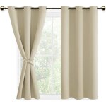 Rideaux occultants 132x137 cm beige clair lot de 2 avec embrasses, ?illets, design moderne pour chambre ...