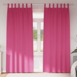 Rideaux occultants avec anneaux rose vif polyester vidaxl