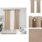 Rideaux occultants aspect lin avec ?illets 2pcs beige 140x175cm - rideaux occultants - rideaux lin - ...