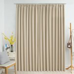 Rideau occultant avec crochets, rideau pour fentres beige 290x245 cm pde9367 design in