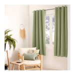 Homemaison - rideau occultant fil noir avec 8 ?illets vert olive 140x180 cm