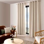 Rideau occultant � ?illets  reglisse  140x240cm ivoire