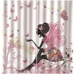 Rideau occultant isolant thermique - motif papillon f�e - blanc / rose / jaune - 1 pi�ce 100x140cm - ...