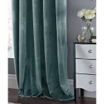 Rideau occultant en velours 90% pais avec ?illets bleu froid 140x250