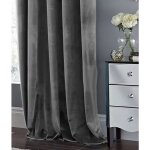 Rideau occultant en velours 90 % �paisseur avec ?illets, gris fonc�, 140x250