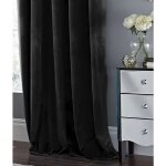 Rideau occultant en velours 90 % �paisseur avec ?illets, noir 140x250