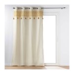 Douceur d'int�rieur - rideau a oeillets 140 x 240 cm polycoton + pompons isalina jaune