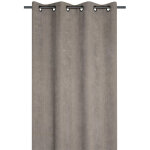 Rideau � oeillets en velours c�tel� taupe 140x260 cm