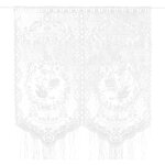 Rideau  pampilles en forme de cygne blanc 120 x 130 cm, petit rideau, demi - rideau, dentelle tricote ...