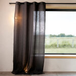 Rideau poly - lin � ?illets gris anthracite 160x240 cm