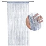 Rideau de porte perl� - 200 � 91 cm long gland argent� suspendu � une corde d�corative l�g�rement brillante ...