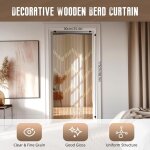 Rideau de porte � perles en bois - 90 x 175 cm - rideau d�coratif en perles de bambou - rideau de porte ...