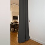 Moondream - rideau séparateur de pièce à galon et ourlet gris anthracite 145x250 cm Moondream - rideau séparateur de pièce à galon et ourlet gris anthracite 145x250 cm
