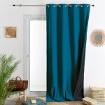Homemaison - rideau thermique occultant 100% doublure polaire bleu paon 140x260 cm Homemaison - rideau thermique occultant 100% doublure polaire bleu paon 140x260 cm