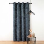 Rideau thermique et phonique velours chenille bleu 135x260 cm