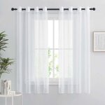 Rideaux transparents blancs, lot de 2 rideaux courts 52x63 pouces, pour d�coration int�rieure, chambre ...