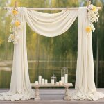 Rideau de tulle ext�rieur arche de mariage drap� suspendu rideau de gaze en tissu photographie photo ...
