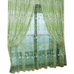 Rideaux en tulle à fleurs avec passe - tringle pour chambre à coucher, salon, 200 x 100 cm (vert) Rideaux en tulle à fleurs avec passe - tringle pour chambre à coucher, salon, 200 x 100 cm (vert)
