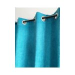 Linder - rideau turquoise uni phonique, isolant, thermique et occultant - 140x260cm - turquoise